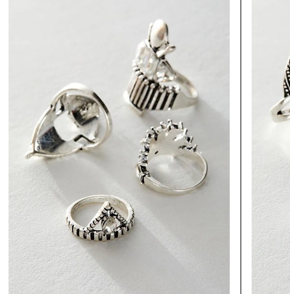 Free People, Rhapsody Ring Set, Silver/Black - Picture 2 of 6